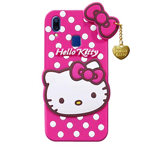 Image of Unirock Hello Kitty Back Case Cover for Vivo Y91| 3D Cute Hello Kitty Case |Soft Silicone Rubber Back Cover with Pendant Kitty Cover for Vivo Y91 (Pink)