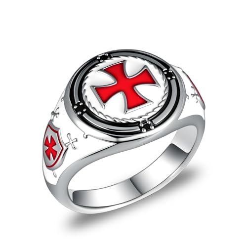 Knights Templar Ring 925 Sterling Silver Cross Ring Amulet Religious Gifts