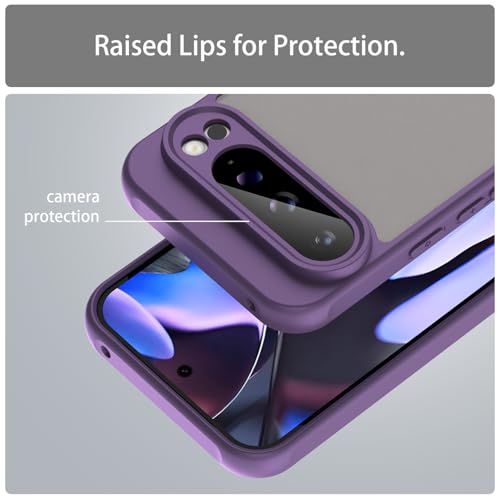 Coque Google Pixel 9 Pro XL fine antichoc bumper TPU dos rigide violet mat