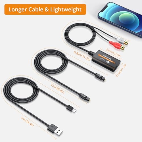 Neoteck Optical to RCA Cable DAC Converter with Built-in Audio Amplifier Chipset 192kHz SPDIF to RCA Digital to Analog Converter for HDTV Blue-ray PS4 etc.-Female Output