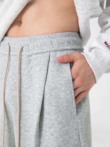 Image of Mens Baggy Sweatpants Wide Leg Casual Elastic Waist Drawstring Athletic Loose Jogger Fall Sweat Pants with Pockets