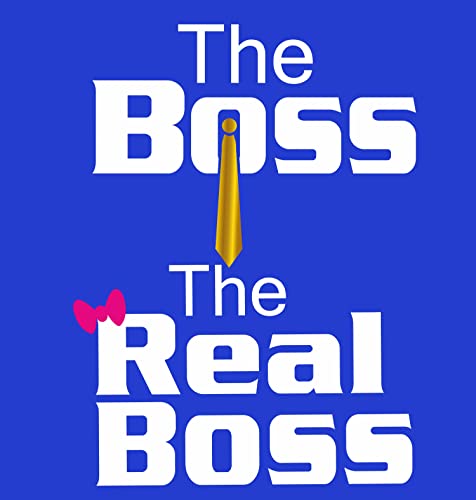 Image of Hangout Hub Hangout-Hub024$P Couple Tshirts for Couples | Printed The Boss The Real Boss T-Shirts | Men's and Women's Round Neck T-Shirt (Pack of 2, Cotton, Half Sleeves)