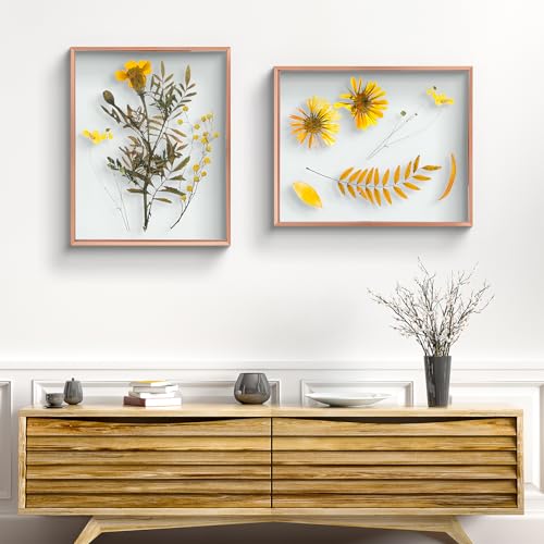 Frametory, Schwebender Bilderrahmen, 40,6 x 50,8 cm, Aluminium-Bilderrahmen, Echtglas der Vorderseite, für Wandmontage, Rotgold – Ansicht 3