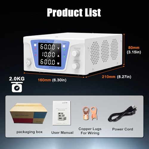 Image of DC Power Supply Variable, 60V 10A Bench Power Supply with Encoder knob, Adjustable Switching Power Supply with OCP Switch, Variable Power Supply with Output Enable /Disable Button
