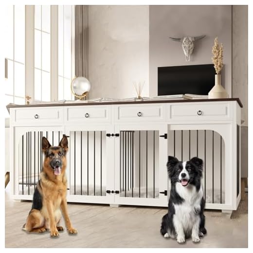 Large Wooden Dual Dog Crate with Storage