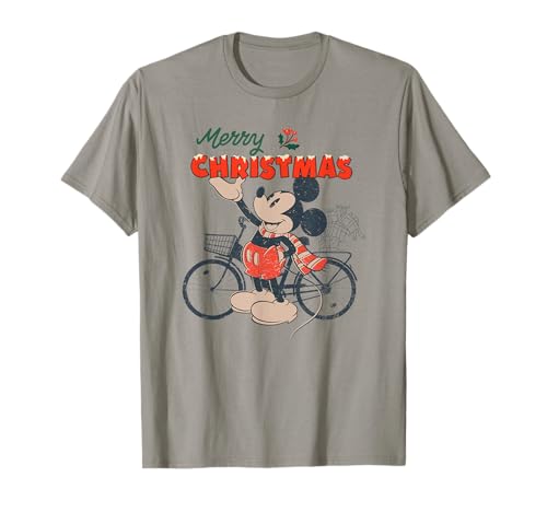 Disney Mickey Mouse Merry Christmas Bicycle Retro Distressed T-Shirt