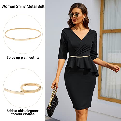 GRACE KARIN Women Skinny Metal Cinch Belt Gold Waistband Elastic Waist Belt CL6333