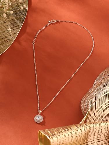 Sparkling CZ Brass Pendant with Chain