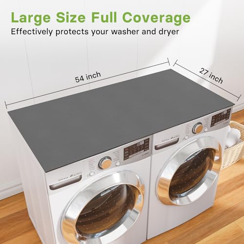 Kawaiita Washer and Dryer Covers Protector Mat, 54\'\' x 27\'\' Diatomaceous Anti-Slip Washing Machine Top Dust-Proof Cover, Quick Drying Washer and Dryer Top Protector for Laundry Kitchen Home - Thumbnail 2