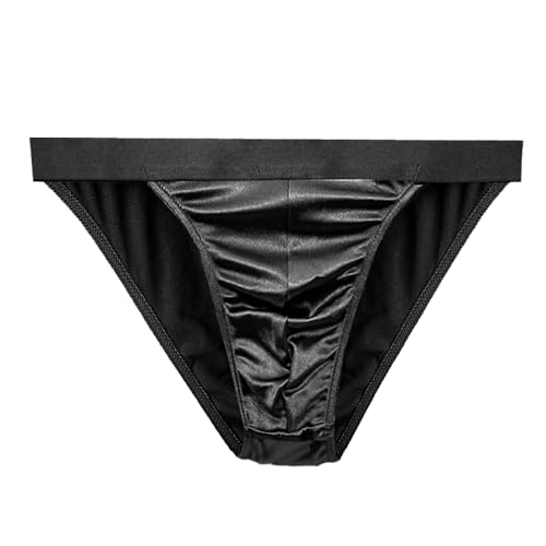 Men's Silky Satin Stretch Support Briefs Thong G-string Bikini Sexy Underwear for Men 4 Pcs/pack4
