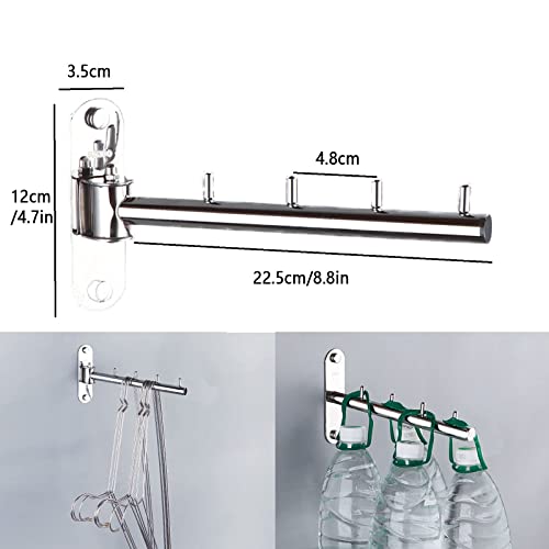 Wall Mounted Rotary Clothes Rack - Stainless Steel Folding Hanger with Swing Arm for Space Saving in Laundry Room, Bedroom, Bathroom, Balcony - Image 3