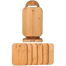 Bamboo Cutting Board Set for Kitchen,Small Cutting Boards with Holder,Serving Boards for Sandwich Cheese Meal Breakfast