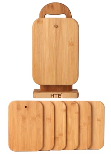 Bamboo Cutting Board Set for Kitchen,Small Cutting Boards with Holder,Serving Boards for Sandwich Cheese Meal Breakfast