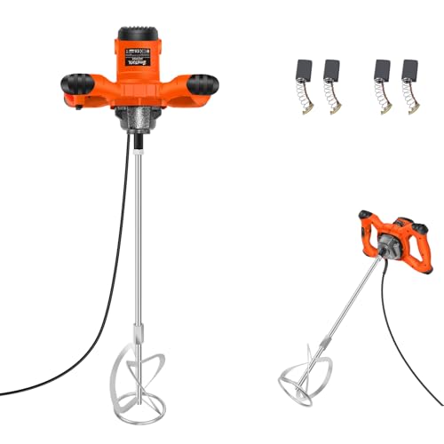 Paddle Mixer Drill Concrete Mixer Electric Stirrer Mixer 2600W Cement Mixer Mortar Mixer Electric Mixing Paddle with M14 Spiral Rod, Handheld Tool for Mixing Plaster/Paint/Glue/Adhesive