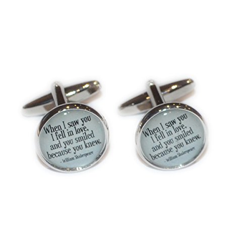 Mancuernillas para hombre con cita de Shakespeare miniatura 1