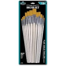 Royal and Langnickel Long Handle Flat Taklon Variety Brush Set - Gold Pack of 12