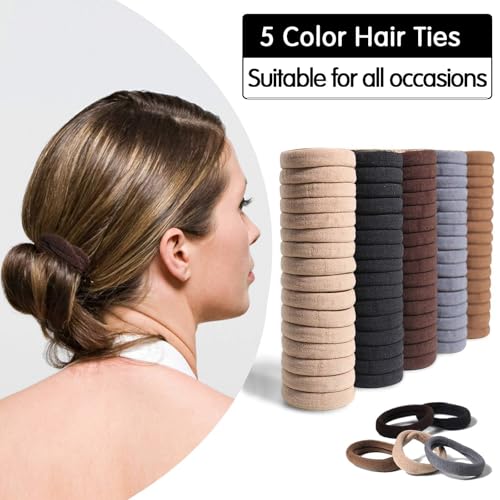 Image of Bessrung 100PCS Brown Seamless Elastic Hair Ties No Damage for Women Girls | Soft Stretch Hair Elastics, Snag-Free Hair Bands for Thick Thin Hair, Strong All-Day Hold, Hair Accessories for Everyday Use
