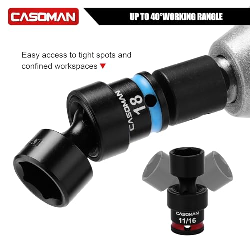 Image of CASOMAN 153-Piece 1 /4 inch & 3 /8 inch & 1 /2 inch Drive Master Impact Socket Set with Case, Professional Standard and Deep Socket Tool Set, 6 Point, SAE and Metric Sizes