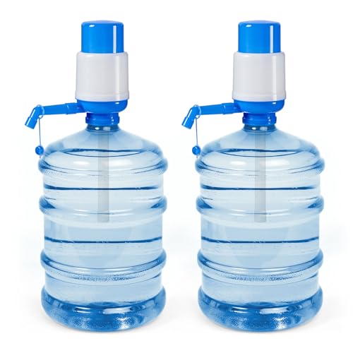 TIENDA EURASIA – Pack 2 Dispensador de Agua | Manual y Adaptable | Plástico Polipropileno | Azul y Blanco | 9x17x64 cm | para Botellas Desde 2.5 L hasta 10 L | Dispensador de Agua para Garrafas