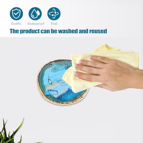 NUOBESTY Altın Kaplama Akik Altlık Oval Doğal Akik Taşı Isıya Dayanıklı Fincan Matı 8 – 10 cm Dekorasyon ve Hediye Ev Bar için - Görsel 3