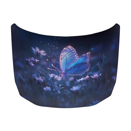 Image of MintulipyCar Hood Cover for Automobiles,Vivid Butterfly Flower Car Bonnet Banner, Universal Fit Waterproof Automotive Hood Covers,Car Accessories