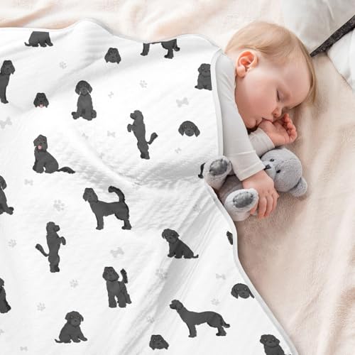 Image of Labradoodle Black Baby Swaddle Blanket for Boys and Girls, Muslin Baby Receiving Swaddle Blanket, Soft Cotton Nursery Swaddling Blankets for Newborn Toddler Infant