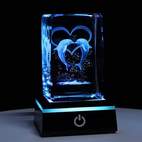 Natureman 3D Laser Crystal With Gift Box, 50X80Mm Crystal Paperweight, Unique Anniversary Birthday Christmas Valentines Wedding Giftl (Dolphin) #TOP4