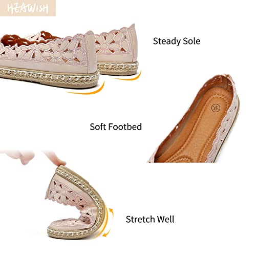Image of HEAWISH Women's Ballet Flat Daisy Round Toe Dress Shoes Casual Slip On Rope Loafer