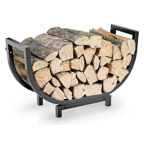 Soporte para interiores de leña con estructura estable y acabado premium negro 8