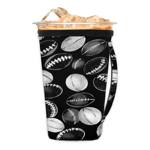 Baseballs M Reusable Iced Insulator Coffee Sleeves Neoprene Insulated Sleeves With Handle Coffee Sleeves for Iced Coffee Cups Drinks