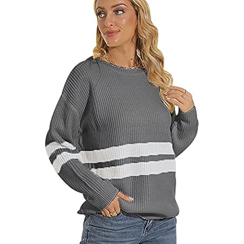 Jersey Punto Rayas Mujer Invierno Sueter Mujer Manga Larga Cover