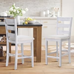 COLAMY Modern Counter Height Bar Stools, Wooden Bar Stools Set of 2, 25 Inch Upholstered Fabric Barstools with Backs and Wooden Legs for Kitchen Island Dining Room Bar Shop, White Wash COLAMY Modern Counter Height Bar Stools Wooden Bar Stools Set of 2 25 Inch Upholstered Fabric Barstools with Backs and Wooden Legs for Kitchen Island Dining Room Bar Shop White Wash