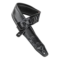 Walker & Williams C-22-BB Sangle rembourrée en cuir pour guitare acoustique, électrique et basse Noir, Noir - Les Beatles, Paul McCartney, John Lennon, RIngo Starr, George Harrison Walker & Williams C-22-BB Sangle rembourrée en cuir pour guitare acoustique, électrique et basse Noir, Noir – Image 3