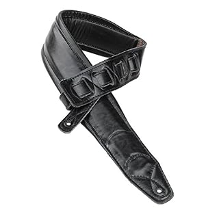 Walker & Williams C-22-BB Sangle rembourrée en cuir pour guitare acoustique, électrique et basse Noir, Noir - Les Beatles, Paul McCartney, John Lennon, RIngo Starr, George Harrison Walker & Williams C-22-BB Sangle rembourrée en cuir pour guitare acoustique, électrique et basse Noir, Noir – Image 3