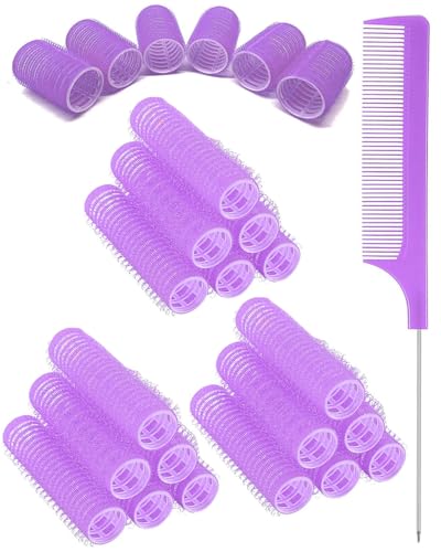 TPZORJX 37 bigoudis manuels, autocollants, pour salons de coiffure, barbiers, peignes à queue de rat, fers à friser DIY, avec peignes à picots en acier...