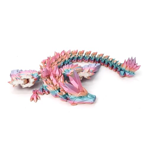 Image of 3D Printed Dragon - 18 inch Flying Dragon with Wings, XL Articulated Winged Crystal Fidget Toy, Home Decor, Birthday Gift, Desk Pet - Candy Color Rainbow | XL, Easter, Christmas, Gift for Kids&Adults, Articulated, Winged Crystal Fidget Toy, Home Decor, Birthday Gift