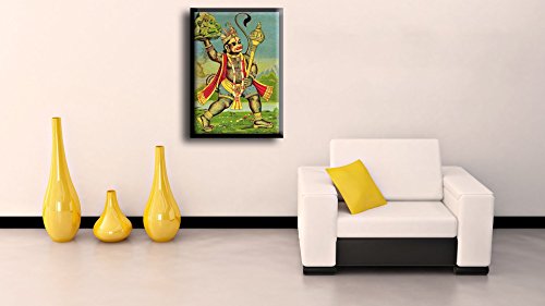 Image of Tallenge - Hanuman Fetches the Herb-bearing Mountain - Raja Ravi Varma Mythology Collection - Medium Canvas - Framed (17 x 24 inches)