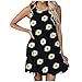 Produktbild TTWOMEN Damen Kleider Tshirt Kleid Sommerkleid Blumen Bedruckte Taschen für Frauen Ärmelloses Rundhals Brautkleid Langarm Minikleid Kleid Langes Shirt Lose Tunika (Schwarz, M)