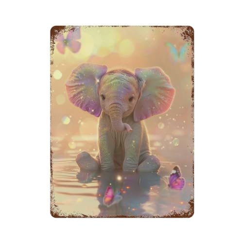 Plaque murale rétro en fer éléphant HDURYEYRYY 40x30 cm pour décoration