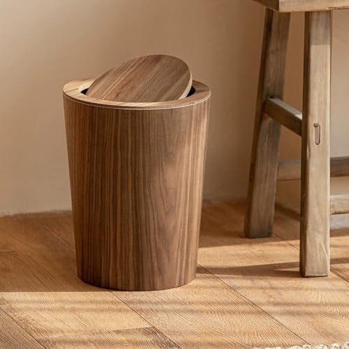 Bote de basura de grano de madera selecta contenedor rústico de alta estética 7