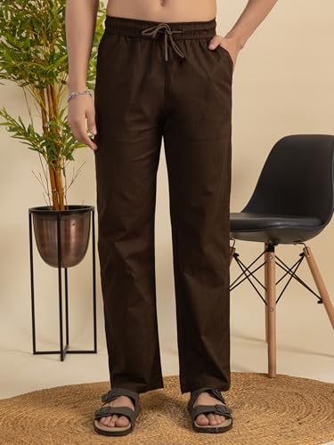 Image of Men's Premium Linen Pants | Lightweight Breathable Fabric | Elastic Waist with Drawstring | Straight Fit | Side Pockets | Perfect for Casual, Holidays & Travel