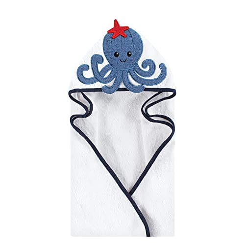 Image of Hudson Baby Unisex Baby Cotton Animal Face Hooded Towel, Octopus, One Size