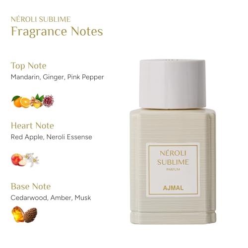 Image of Ajmal Oud Marquis Neroli Sublime Eau de Parfum for Women, 3.4 fl oz | Radiant neroli women's EDP by Ajmal. Fresh citrus-floral elegance, long-lasting. Crafted in Dubai, made in France.