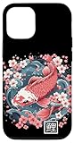 custodia per iphone 12/12 pro cherry blossom koi carp fish giapponese sakura graphic art