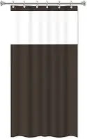 Cortina para Box de Banheiro em PVC com Visor 1,38m x 1,98m Impermeável Antimofo - Marrom
