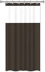 Cortina para Box de Banheiro em PVC com Visor 1,38m x 1,98m Impermeável Antimofo - Marrom