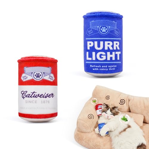 Potaroma Beer-Simulation Cat Toys 2Pcs Catnip Crinkly Sound