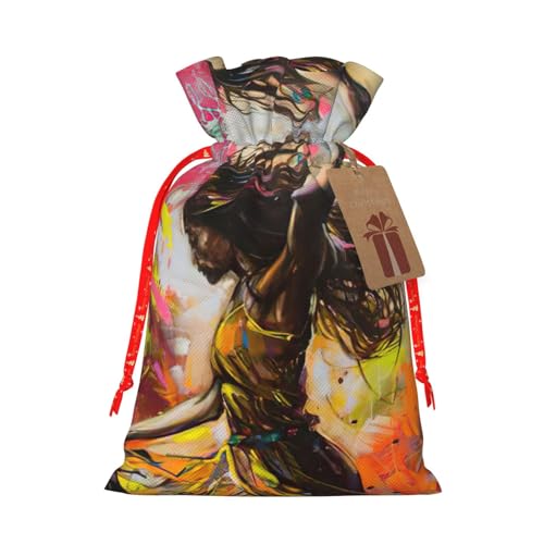 ZHAOLQ Dance With Music Printing Christmas Drawstring Gift Bags H...