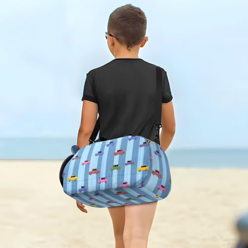 Duffle Bag for Boys or Girls with Shoes Compartment, Striped Background Car Sports Travel Bag Overnight4