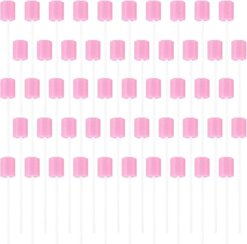 100 Piezas Esponjas de Boca,Diente Limpieza Hisopos,Hisopos Orales Desechables,Oral Cuidado Esponjas,Cuidado Oral Diario y Necesidades Familiares para Adultos,Niños o Mascotas (Rosa)